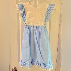 The Oaks Apparel Blue/White Linen Heirloom Style Girls Dress • Size 8 • NWT!